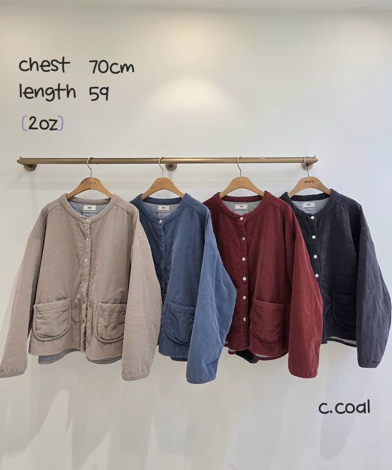  韩国正品不支持退换/哈/条绒圆领棉服/1120/m14h24