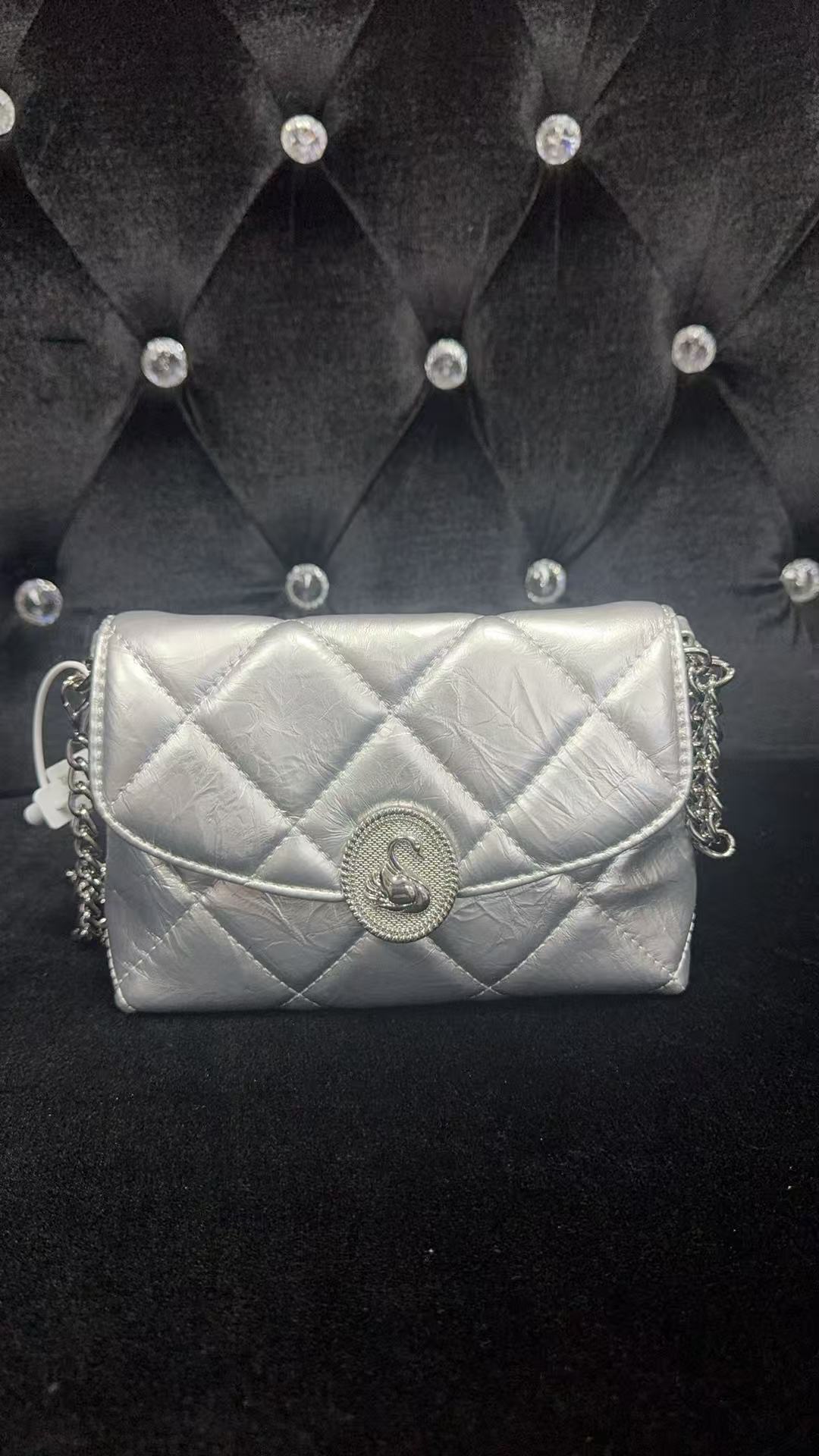 轻奢风菱格手提菱格女包百搭单肩斜挎复古小方包包1