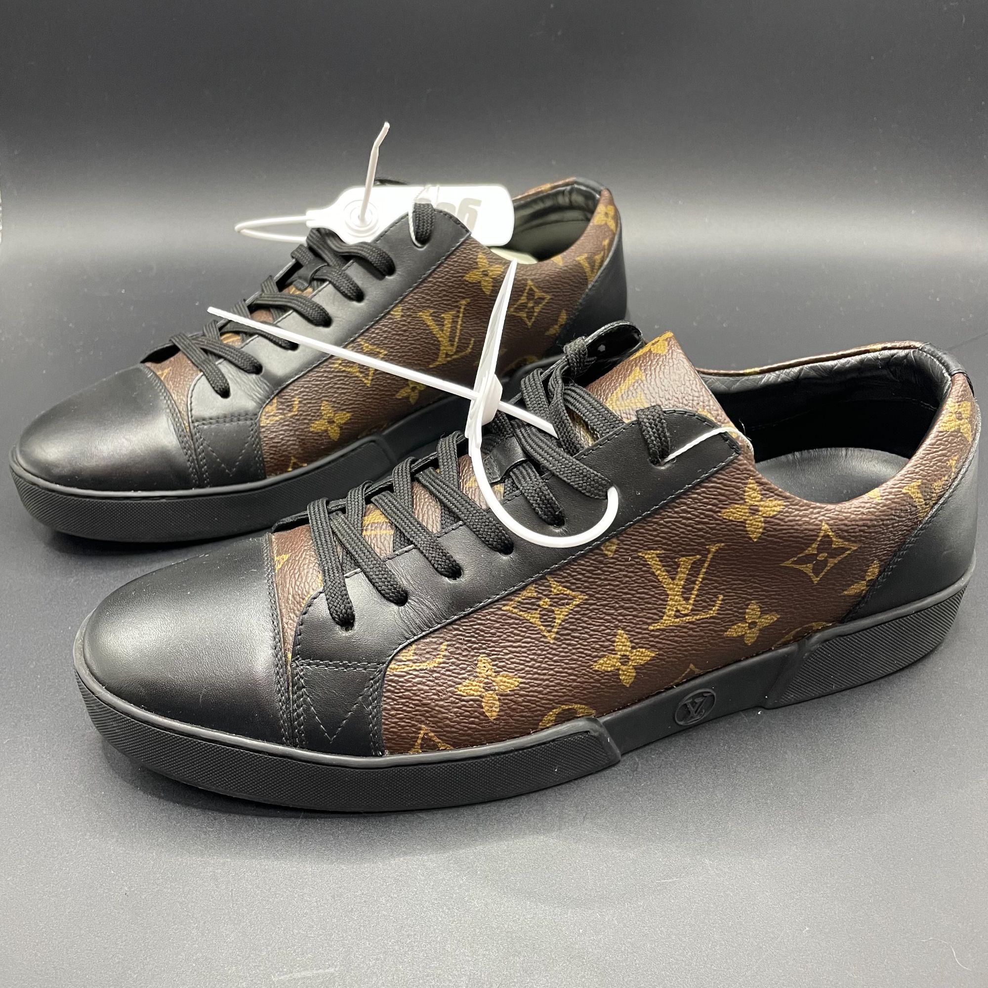 95新 LouisVuitton/路易威登 男士黑棕拼接老花贝壳头板鞋 多尺码