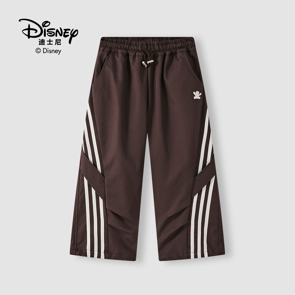 Disney/迪士尼女童运动休闲宽松型中腰运动长裤条纹潮流