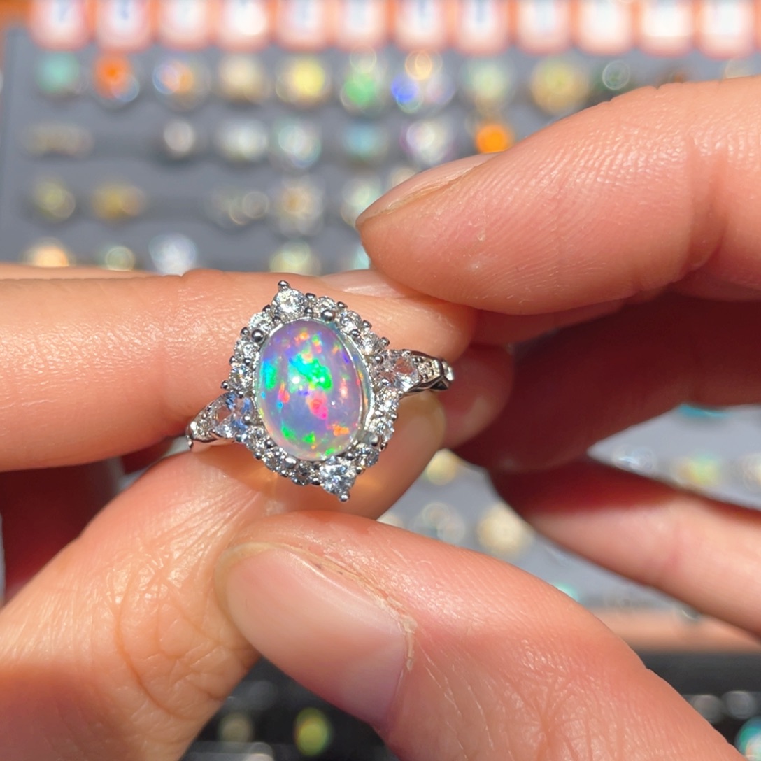 欧泊戒指欧泊银S925镶嵌