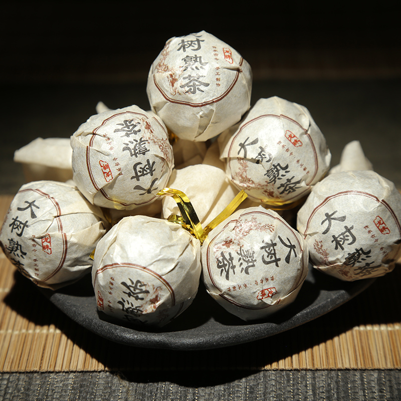 君忆茗2023年勐海大树龙珠小沱茶普洱茶熟茶250克