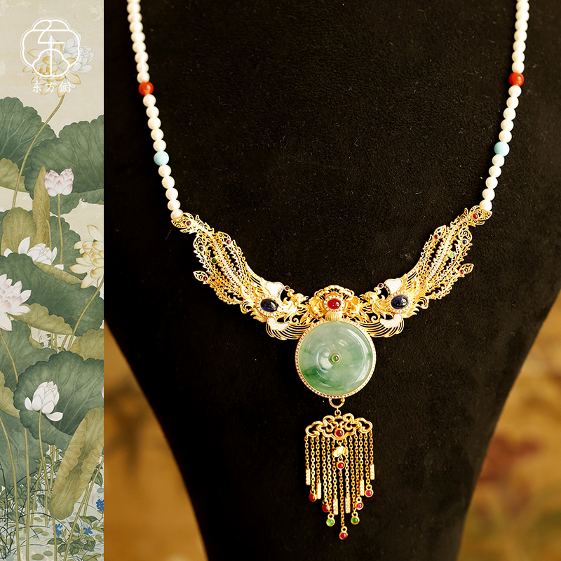 东方俪DOFUNLY【凤栖平安】翡翠凤凰18K金气质项链FCXL雅韵