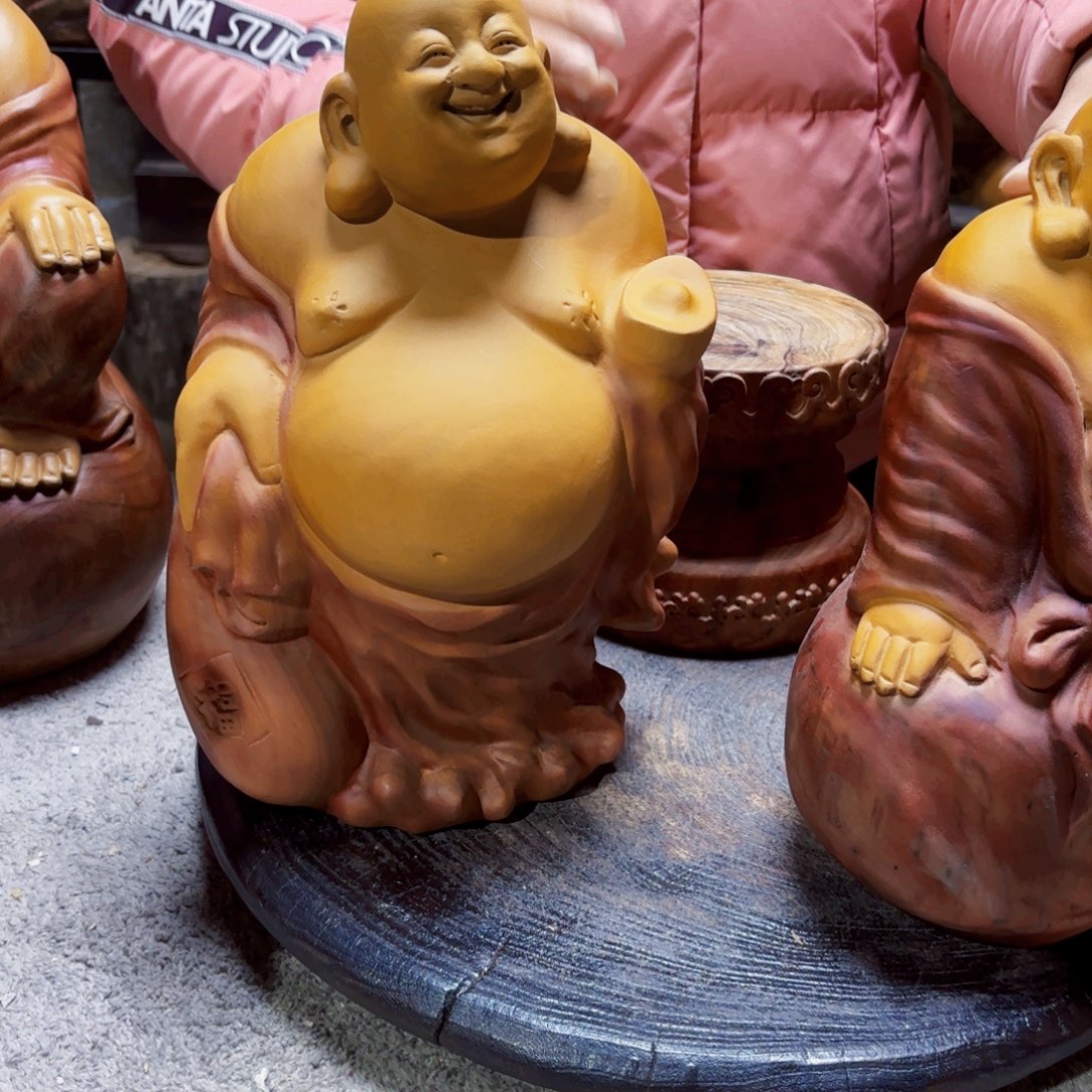 通***航香樟木元宝弥勒佛