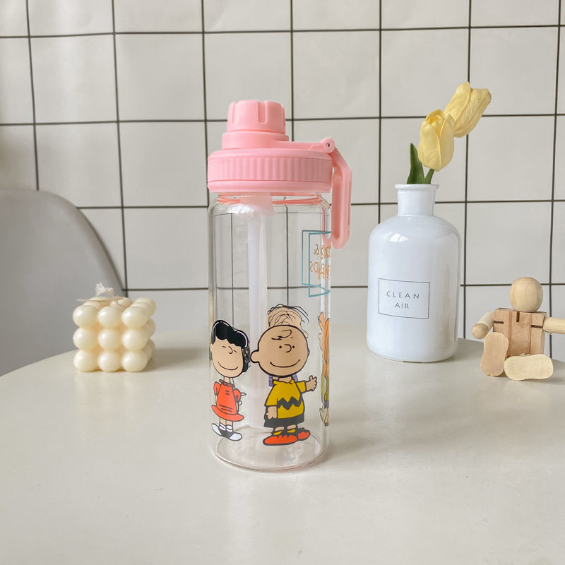 可爱大容量吸管杯查理玻璃水杯（随机发2）