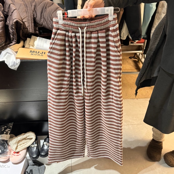 【刘噗噗】yellowlin@ 毛巾超厚条纹抽绳卫裤7633