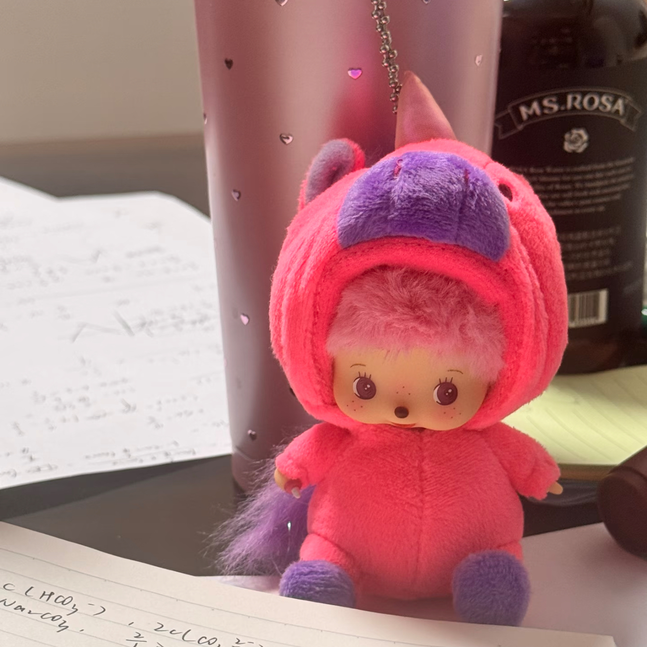 【冲绳限定】Monchhichi 粉色独角兽蒙奇奇钥匙扣玩偶