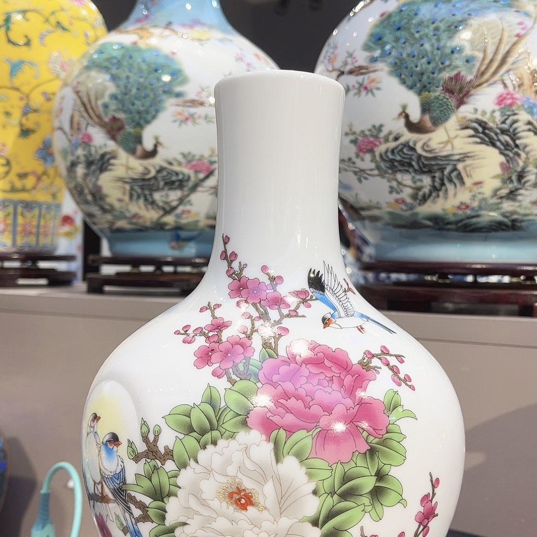 陶摆件景德镇陶瓷花瓶23公分天球