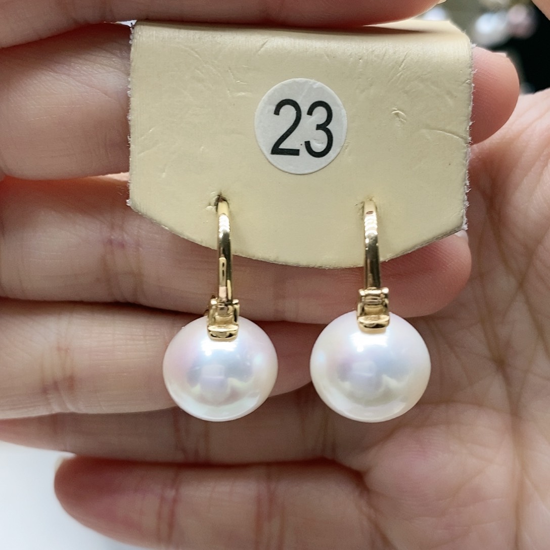 淡水珍珠耳饰银S925镀金镶嵌