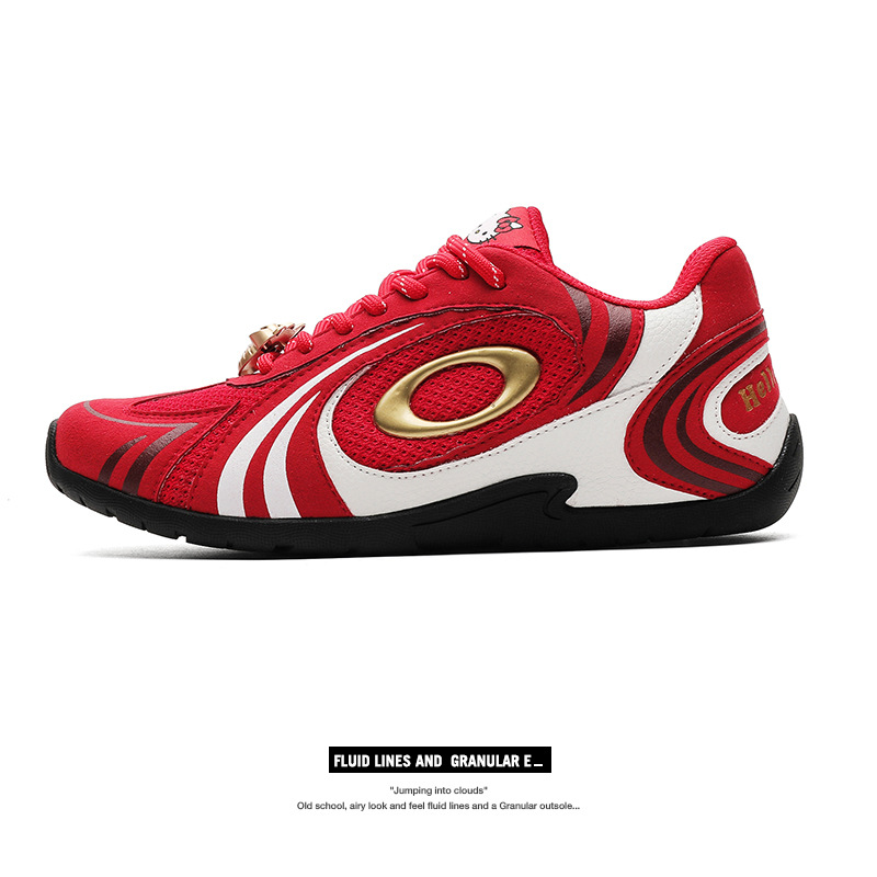 【Hellokitty联名】复古芭蕾风红色德训鞋2025年春平底鞋帆布鞋潮