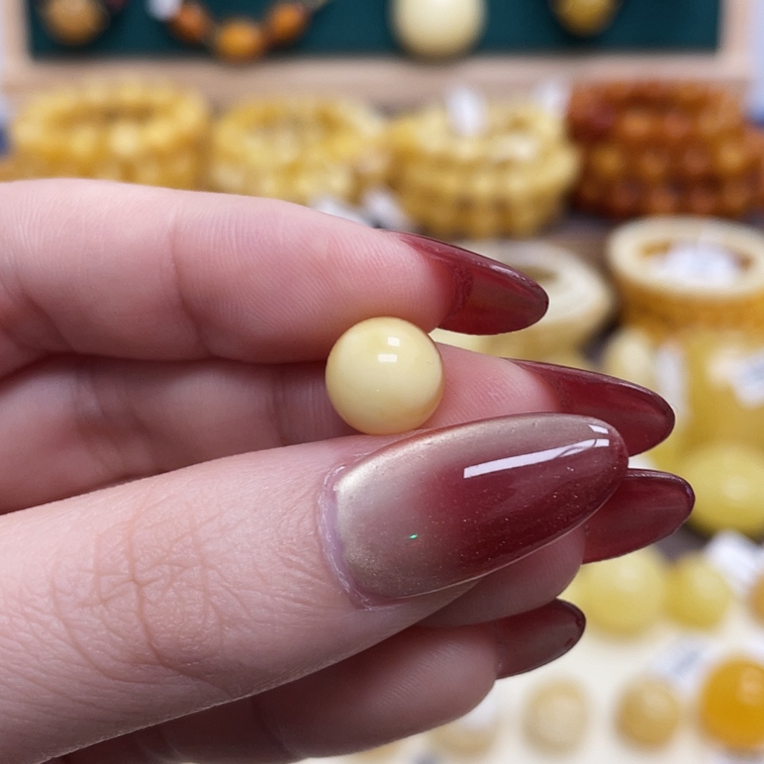 蜜蜡未镶嵌珠宝奇石9.5mm圆珠 瑕