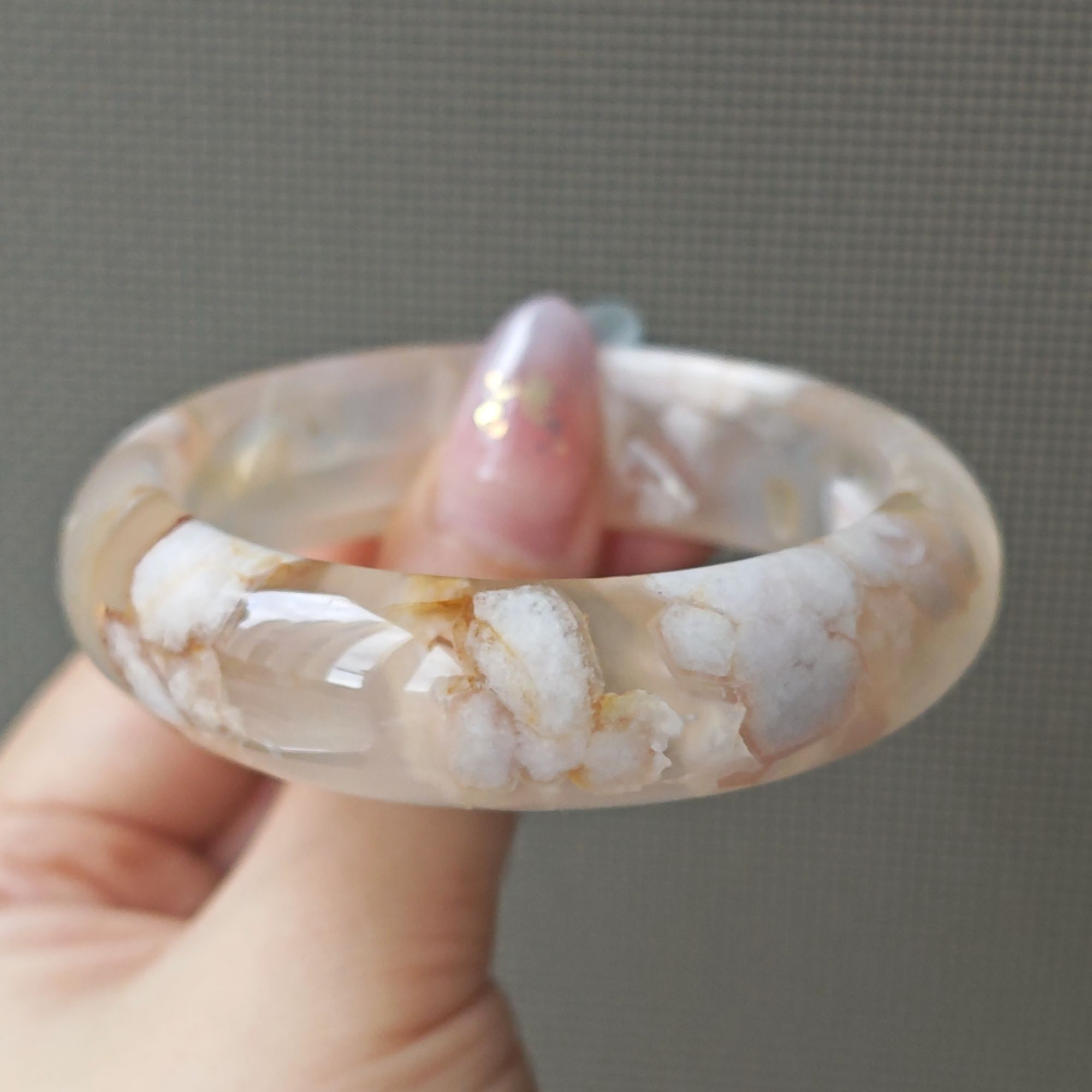 55.2圈口 天然水晶玛瑙玉石樱花玛瑙手镯手串 下单前请联系客服 