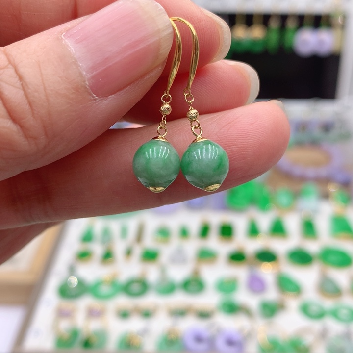 翡翠18K金镶嵌耳饰