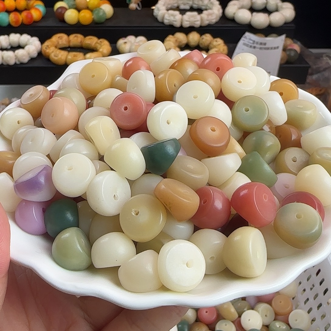 菩提根/象牙果手串微瑕卡14玛卡龙蒜瓣50颗