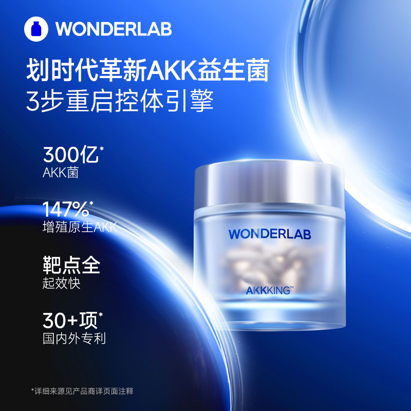 WONDERLAB革新AKK益生菌胶囊全黄金三元补好菌超能燃AKKKING礼盒