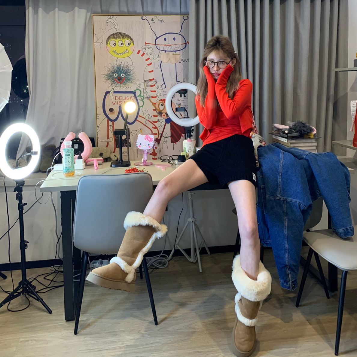 X·HEHE【韩国订制款新年礼定牛仔外套一整套】