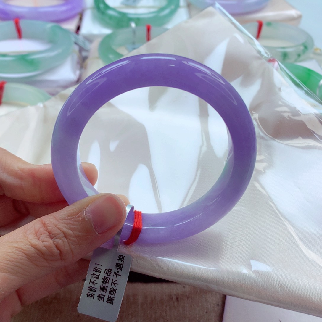 翡翠手镯未镶嵌53.6毕业紫绝绝紫A