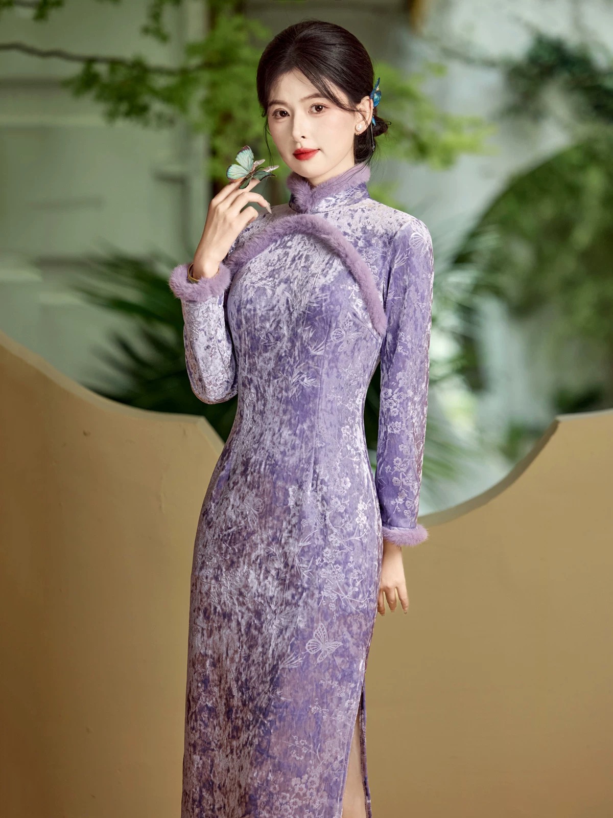 954 年轻款素雅民国风《紫烟》旗袍