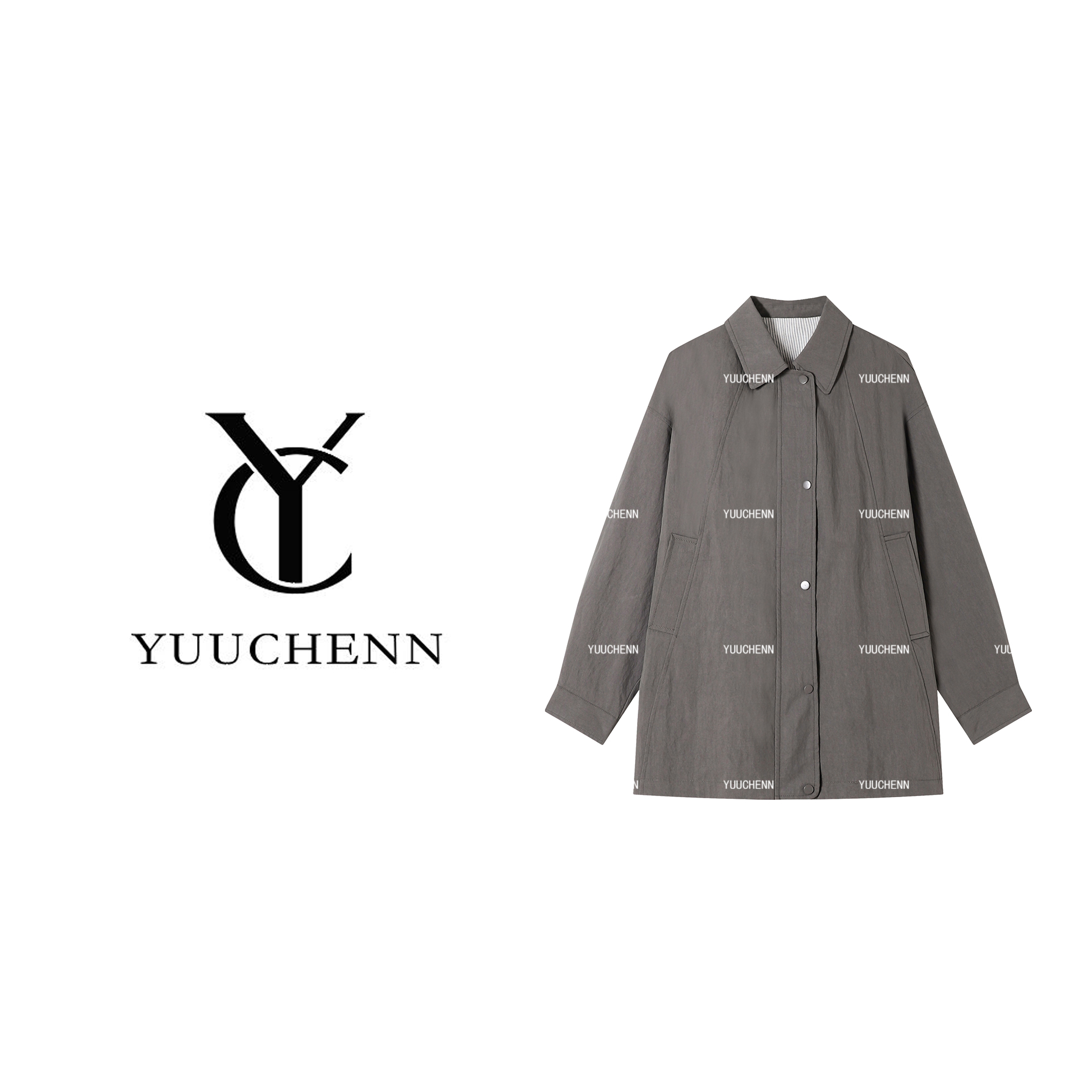 YUUCHENN小众设计风衣简约日韩系2025早秋风衣DX-W62256