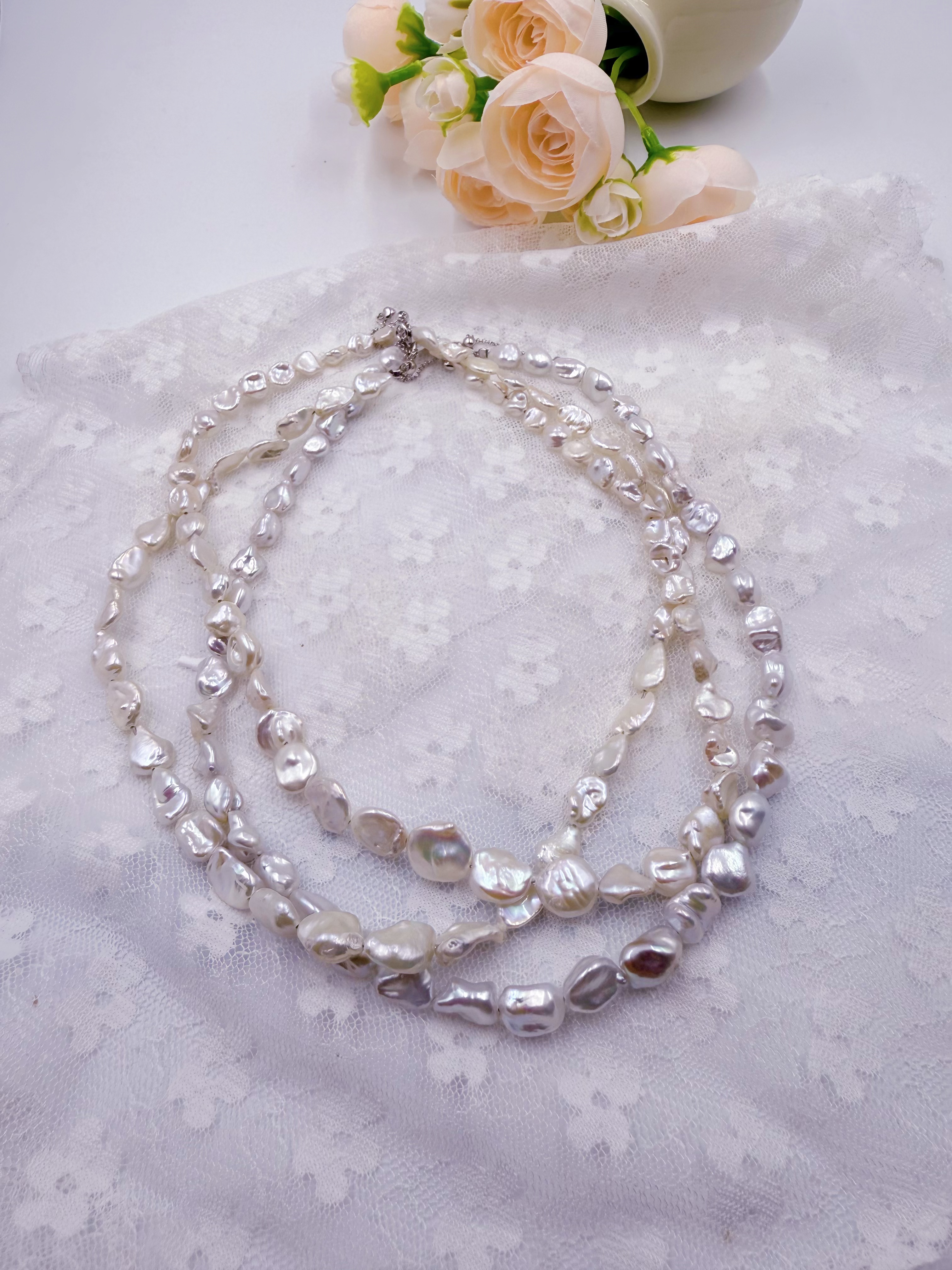 【晓艾珍珠】碎碎平安淡水珍珠项链 5-9mmS925银多样性发一E87