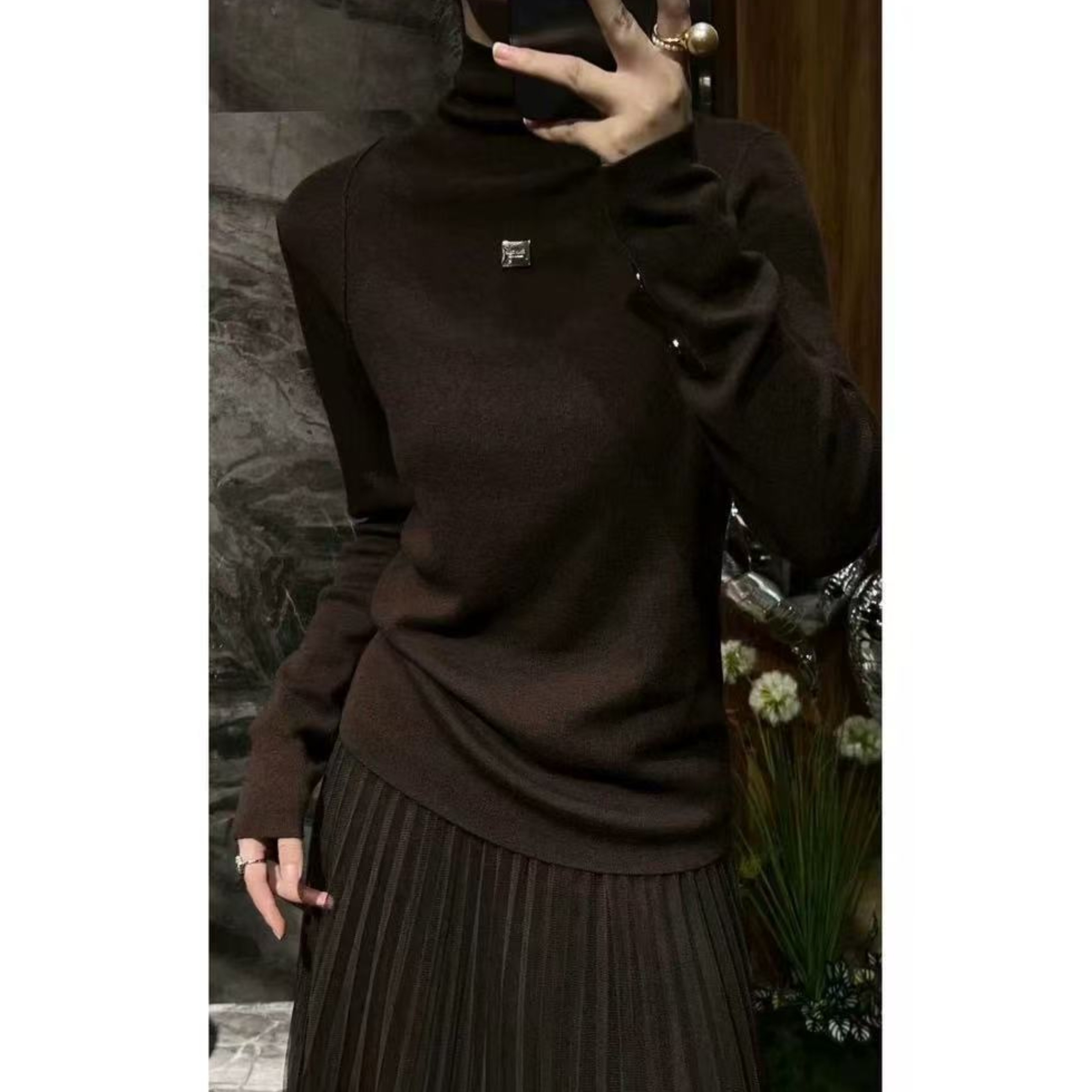 加厚加密桑蚕丝羊毛！胸1084-170长58高领日常针织上衣 4544