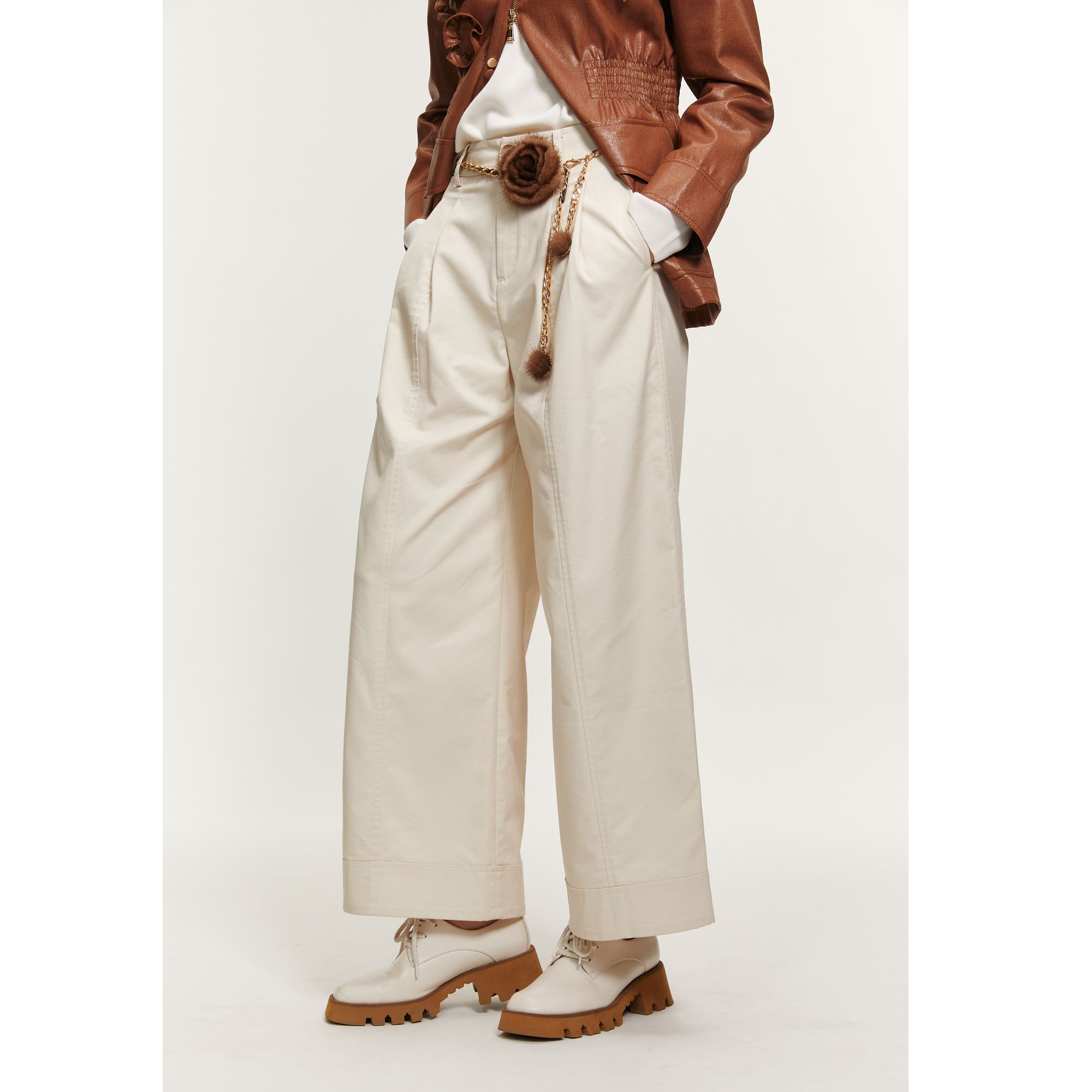 SAFICOO 86171306 高腰双褶直筒裤（￥1580）