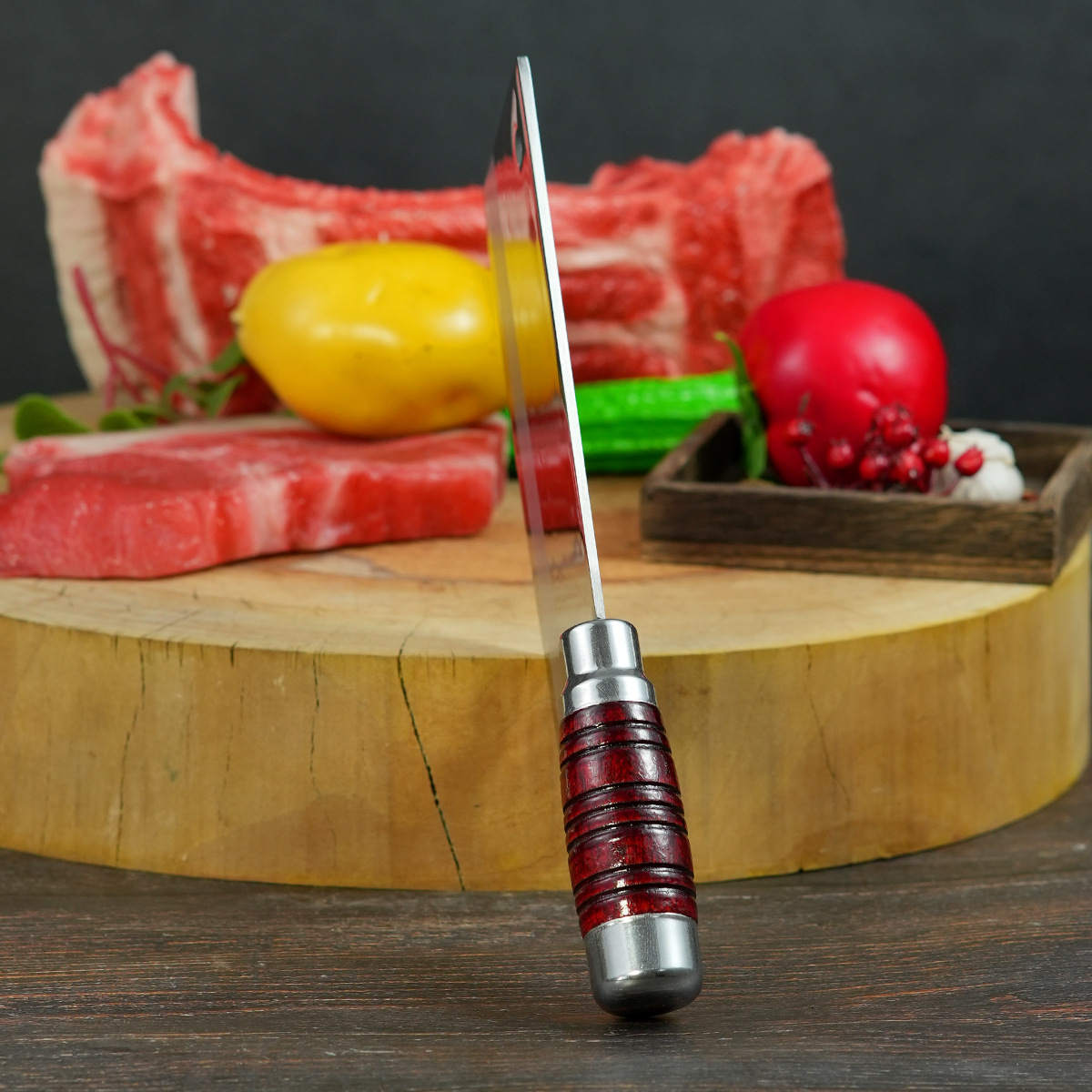 340克5cr13材质红木斗柄家用切片刀