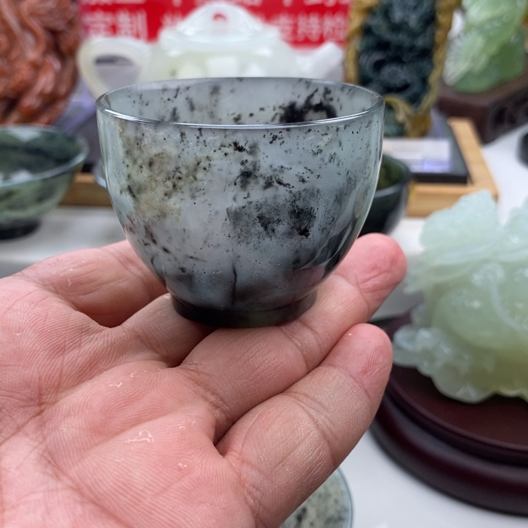 岫玉未镶嵌四大名玉杯60cc