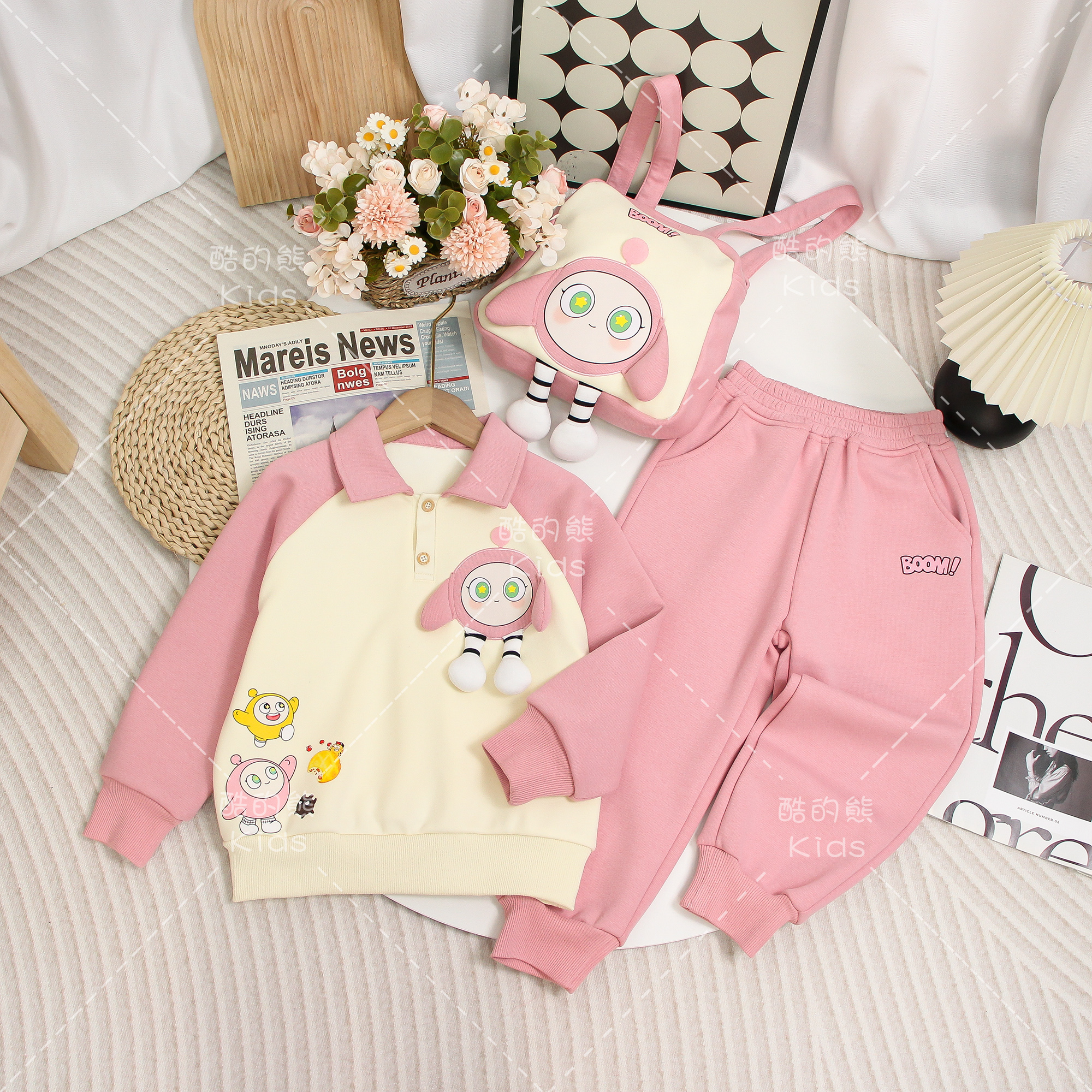 儿童秋装套装2025男童女童韩版洋气中大童卡通两件套D3S3-339