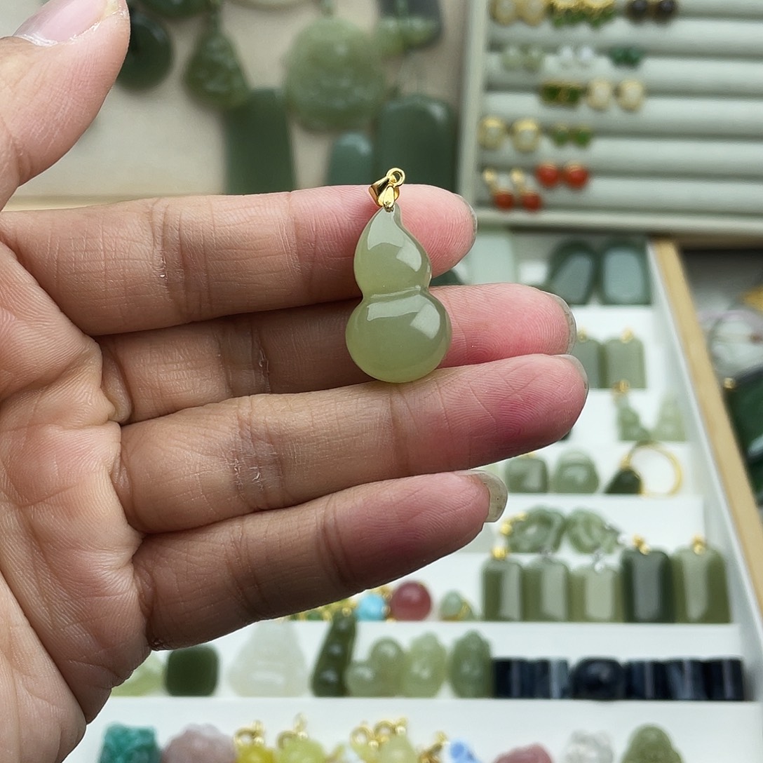 和田玉银S925镶嵌吊坠(不含链)