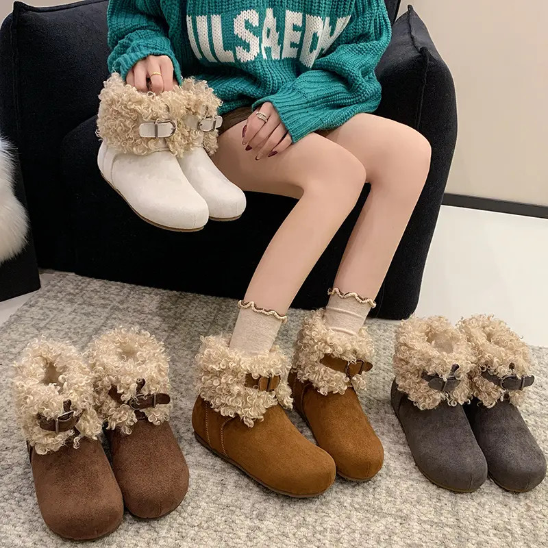 “BAOBAO ”冬款小泰迪棉鞋厚底内增高软底冬季新款短靴皮带扣靴子