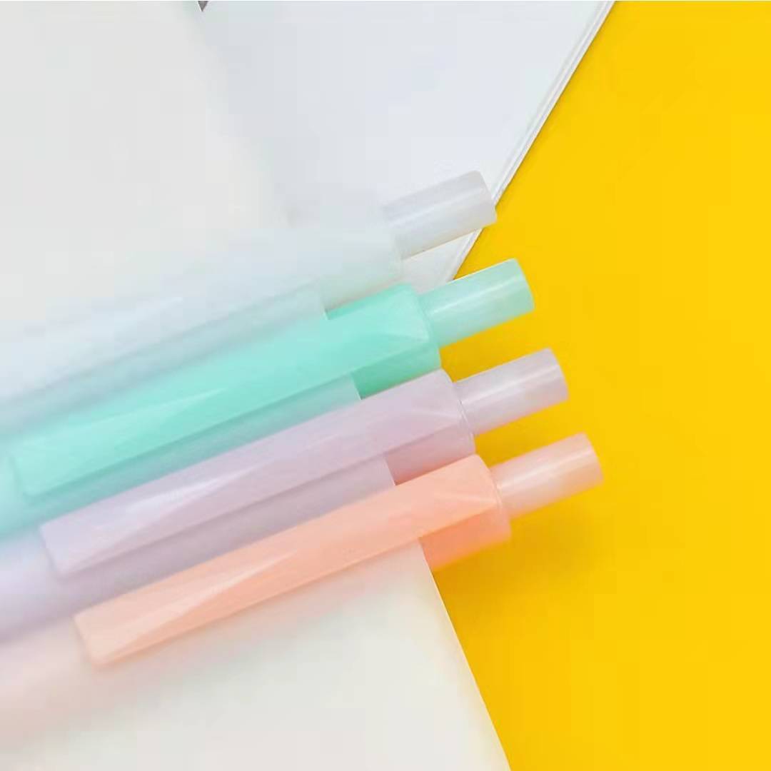 听雨轩79078糖果色按动中性笔学生用考试黑色0.5针管头