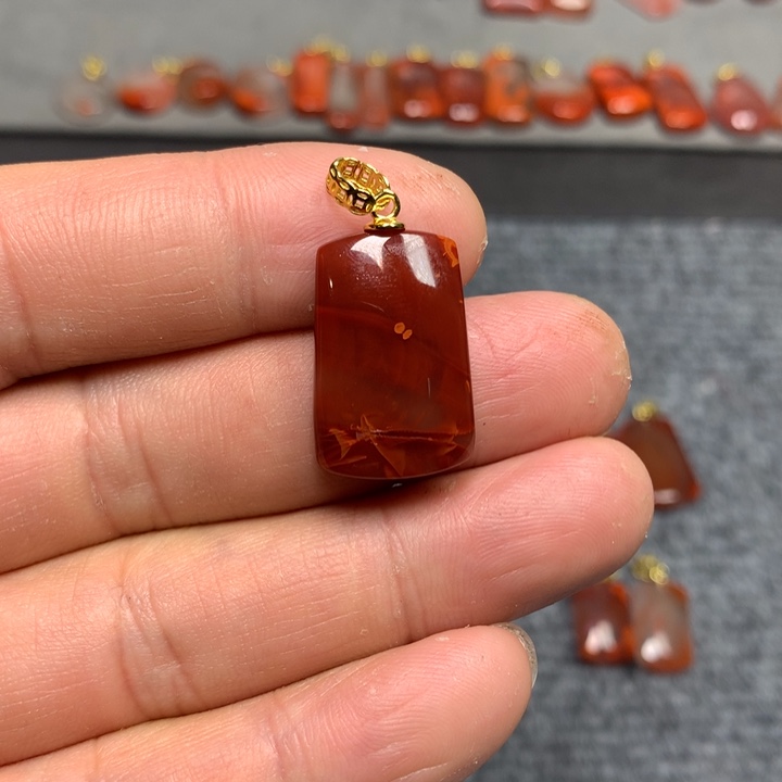 南红玛瑙吊坠(不含链)银S925镶嵌