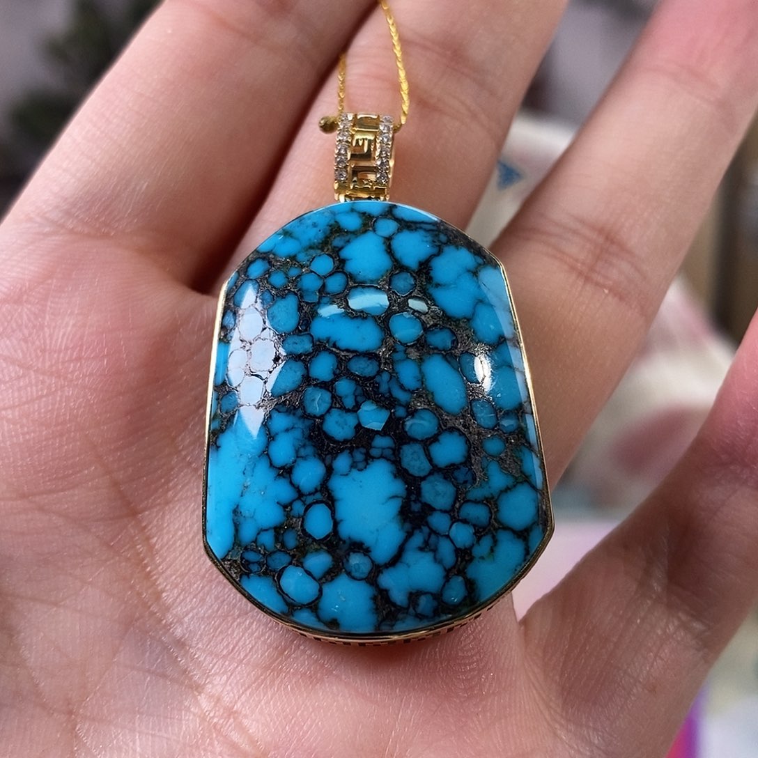 绿松石18K金镶嵌珠宝奇石