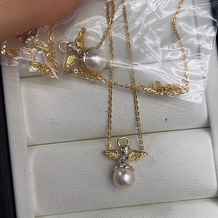 海水珍珠银S925镶嵌项链随机发