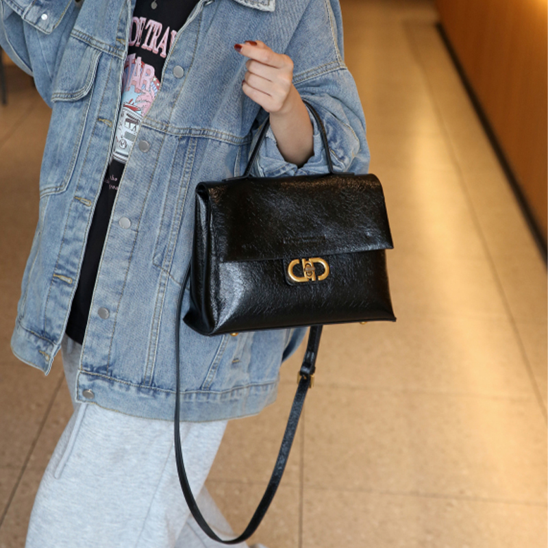 【尚恩CC】SKL-6966-黑色 轻奢时尚复古气质百搭单肩腋下女包