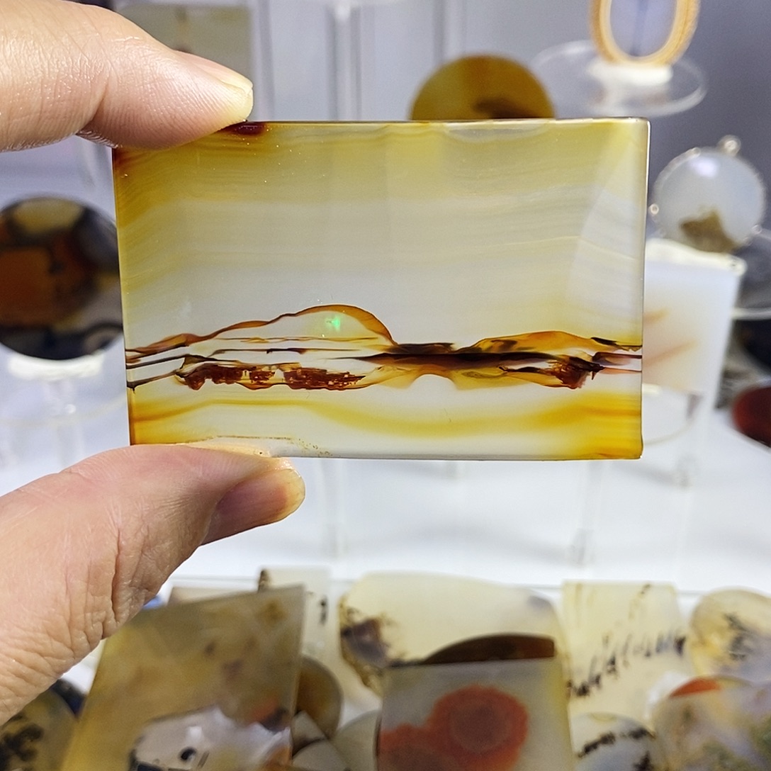 合成碳硅石非金属时尚图纹画面石饰品