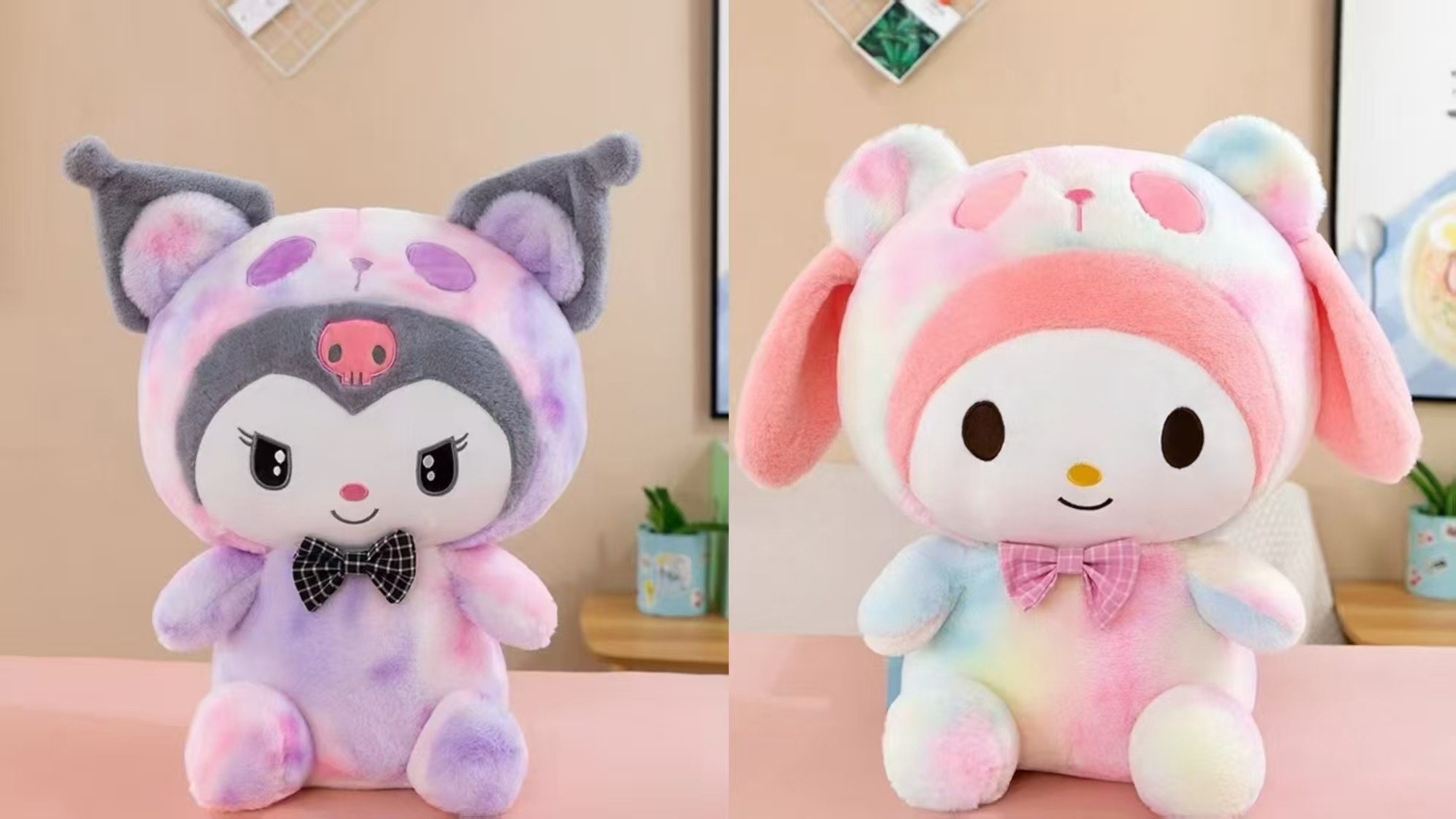 《中款拍一发二》双炫彩库洛米+炫彩美乐蒂约50厘米毛绒玩具抱枕