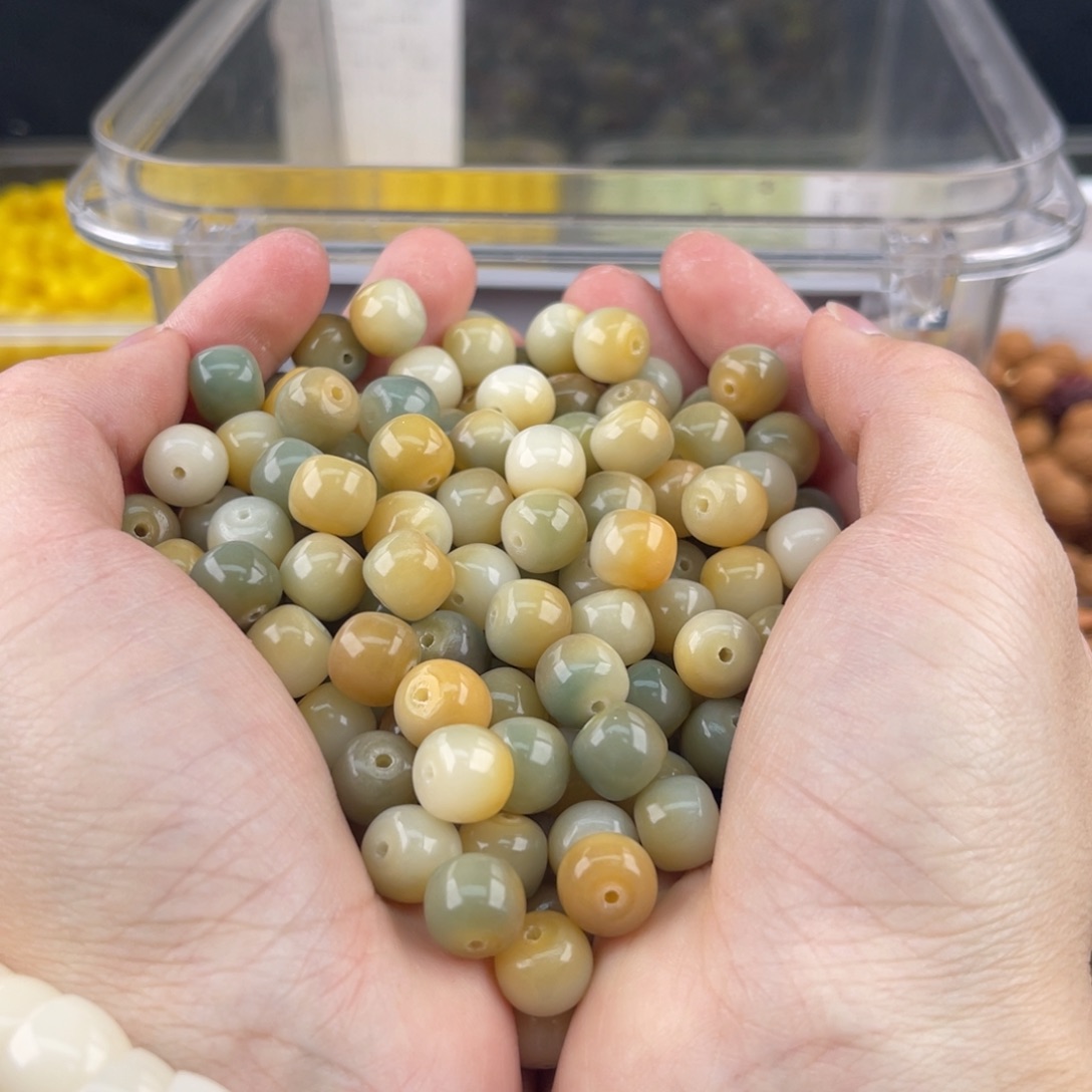 白玉菩提吊坠q 10mm/108/金橘
