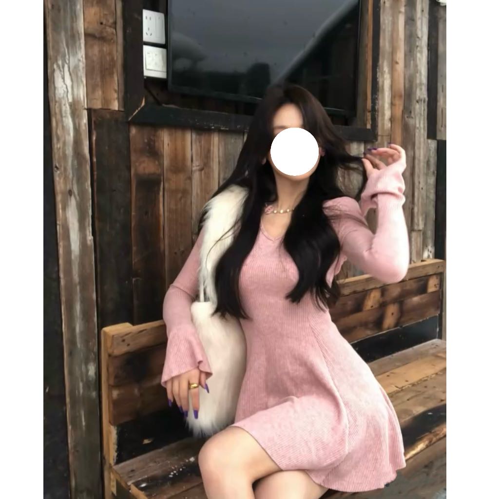 小谭衣橱【秋日物语】针织连衣裙高领V领女秋季新款修身A字显瘦裙