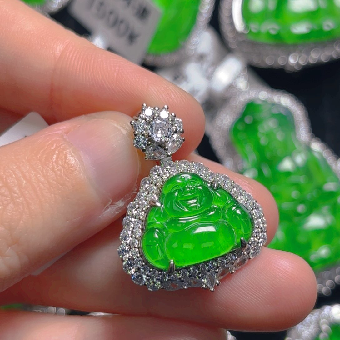 翡翠颈饰银S925镶嵌佛公