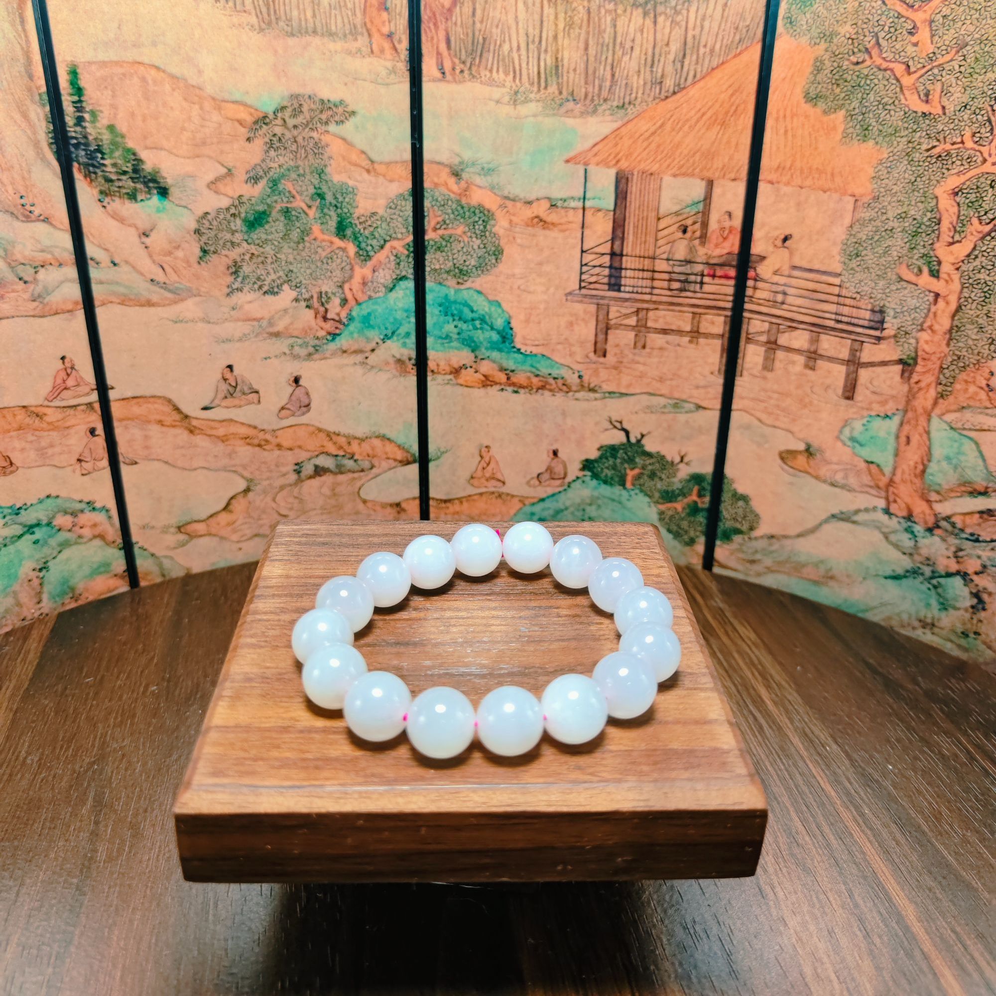 C和田玉烟紫圆珠手串（卡12）2011