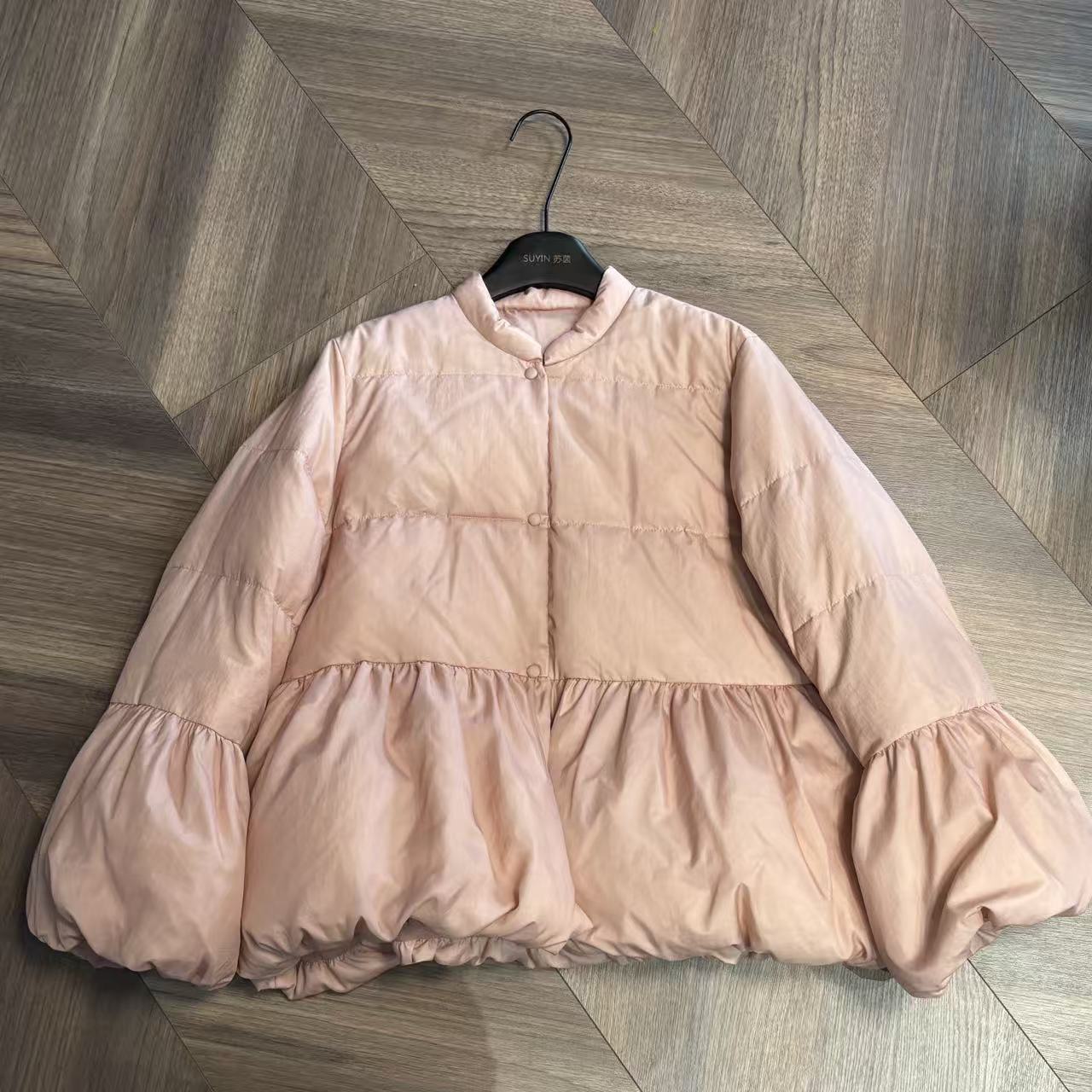 【苏茵】减龄粉色花苞女小个子90白鸭绒羽绒服