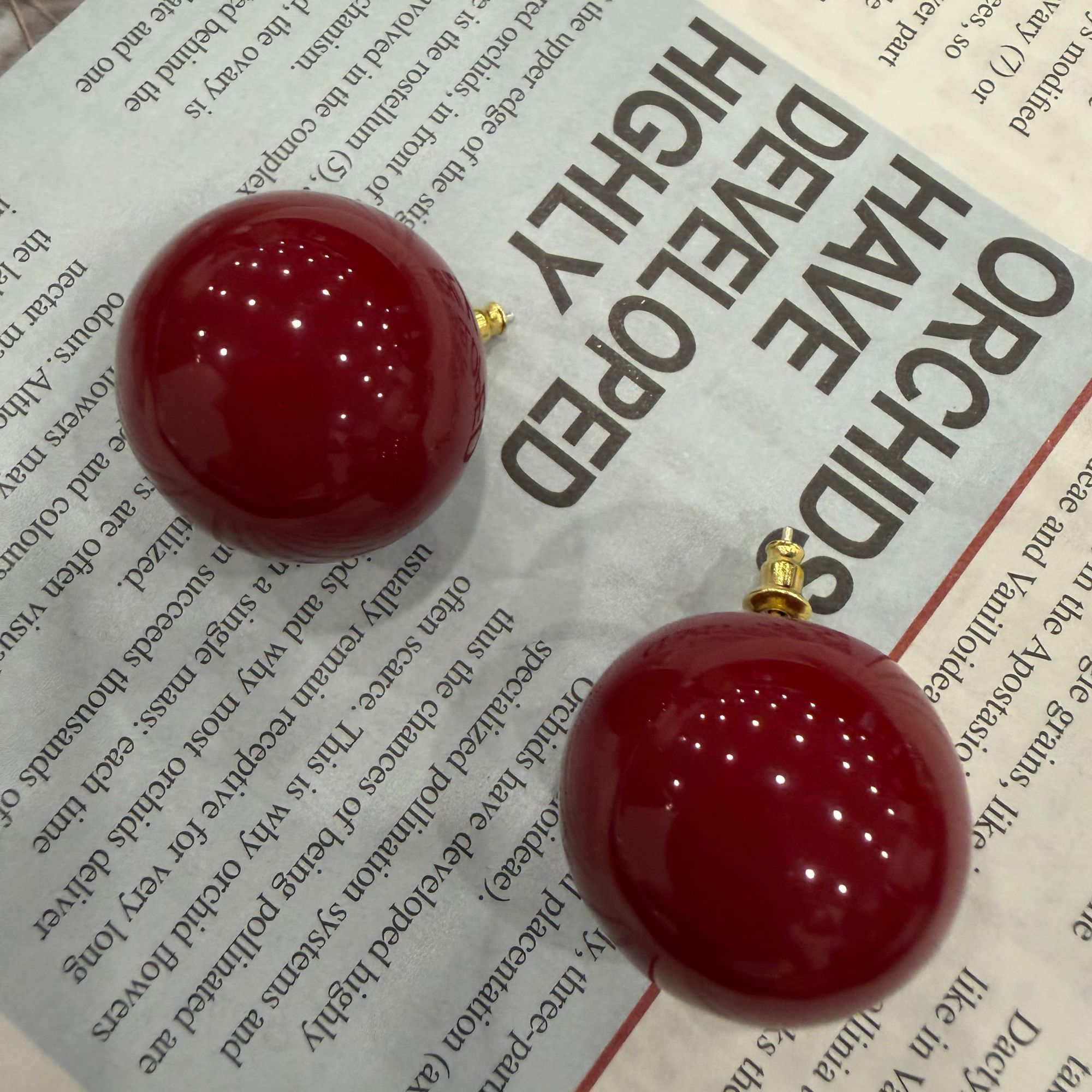 非金属布艺耳饰 辰曦同款【车厘子】小众设计简约红色时尚百搭耳环