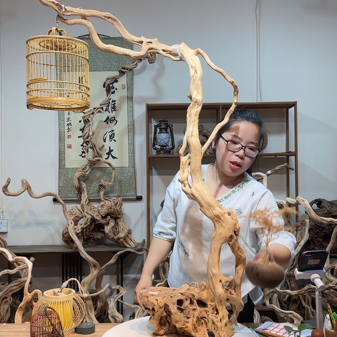 香杉木杜鹃根根艺摆件