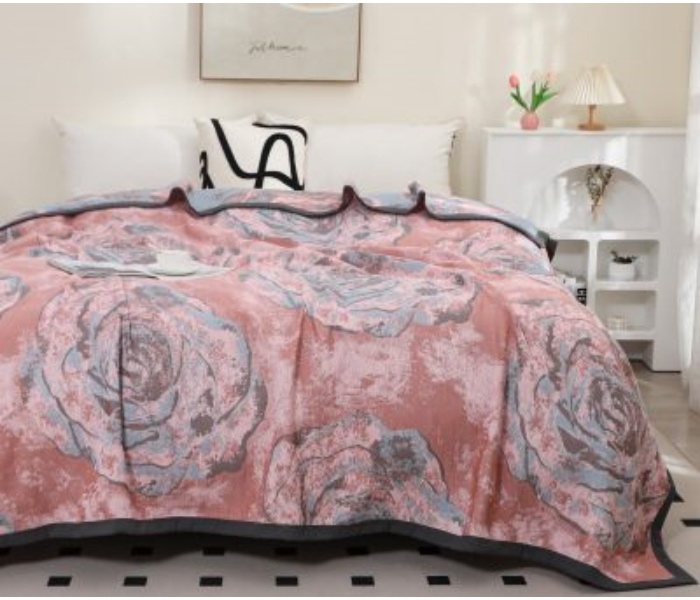 W【床盖-加大丽莎-粉】230*250轻奢包边莱恒温棉加厚大床盖亲肤柔软