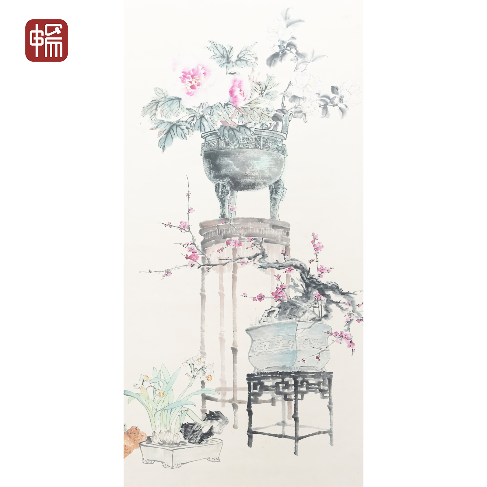 T658  1962作《岁朝图 》125.5*66.5(7.51平尺)  纸本立轴 YM