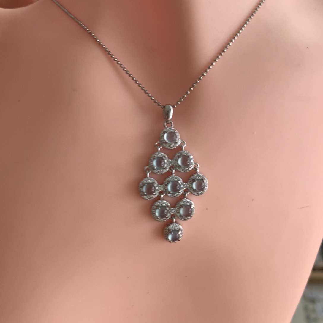 翡翠颈饰银S925镶嵌吊坠