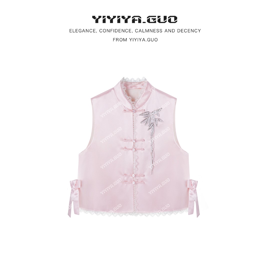 yiyiya.Guo艺艺吖【法绣·】新中式中国风蕾丝盘扣马甲080281SS52