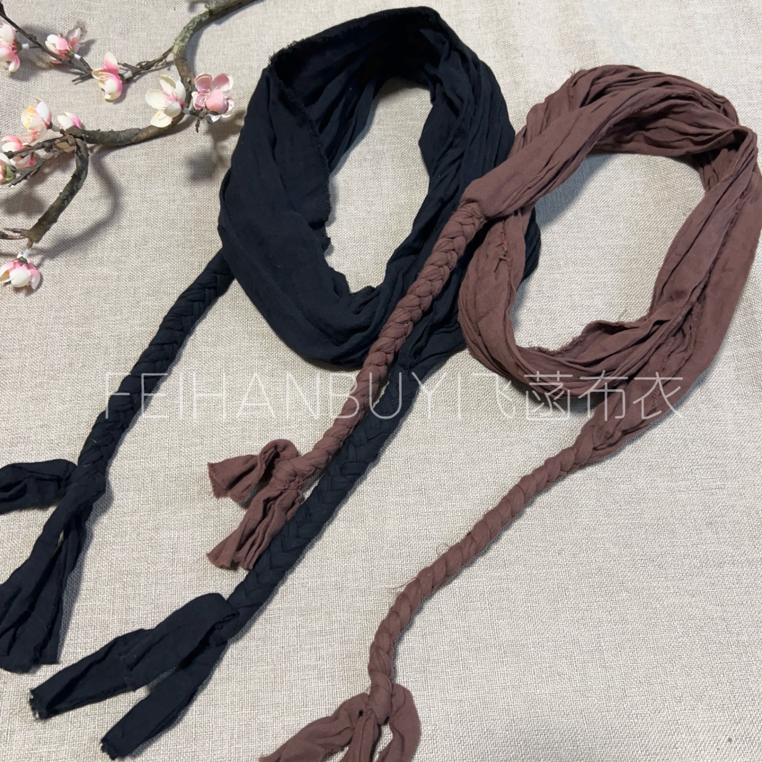 旅游出行百搭麻纱小辫子围巾女文艺披肩韩版围脖
